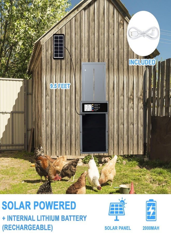 NyPots Automatic Chicken Coop Door Solar Powered, LCD Display Automatic Chicken Door with Timer & Light Sensor Mix 4Modes, Aluminum Alloy Chicken Door, Range 20M Remote Control Solar Chicken Coop Door - Image 3