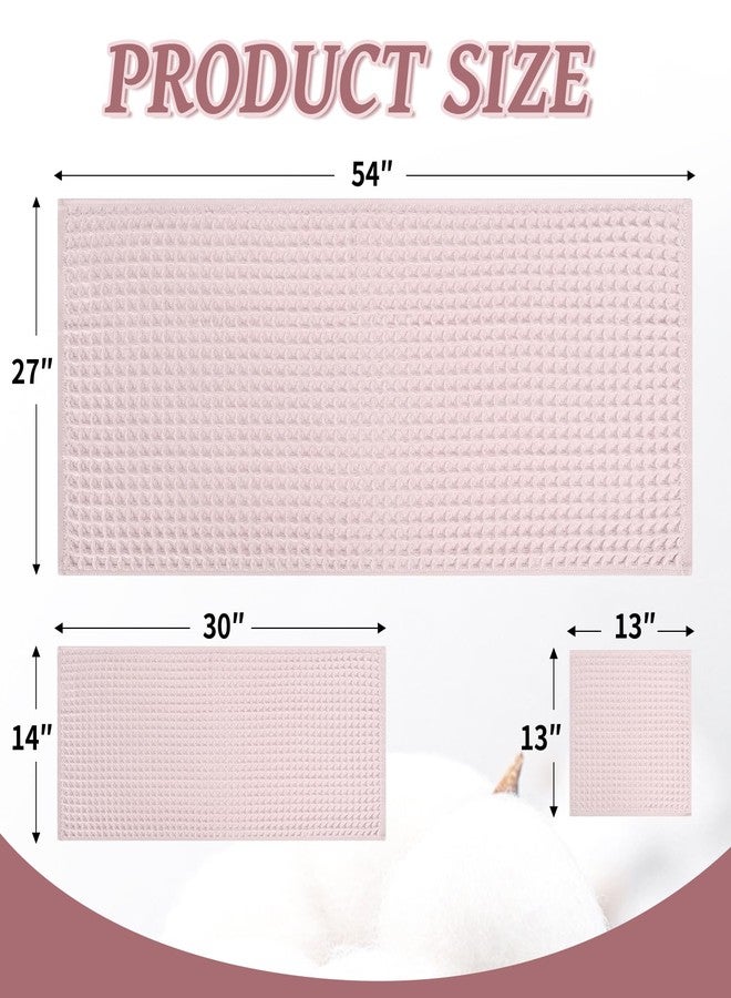 FXKS 12 Piece Light Pink Waffle Bath Towel Set for Bathroom,100% Cotton Ultra Soft Bathroom Towel Set, 4 Bath Towels, 4 Hand Towels, 4 Wash Cloths, Highly Absorbent Quick Dry Shower Towels - Image 3