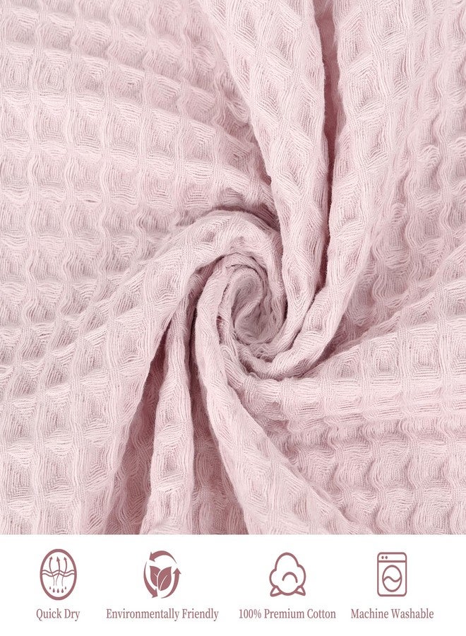FXKS 12 Piece Light Pink Waffle Bath Towel Set for Bathroom,100% Cotton Ultra Soft Bathroom Towel Set, 4 Bath Towels, 4 Hand Towels, 4 Wash Cloths, Highly Absorbent Quick Dry Shower Towels - Image 4
