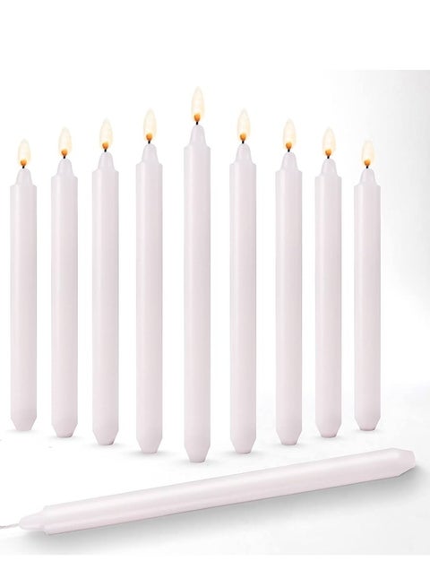 10-Piece Unscented Straight Taper Candle White