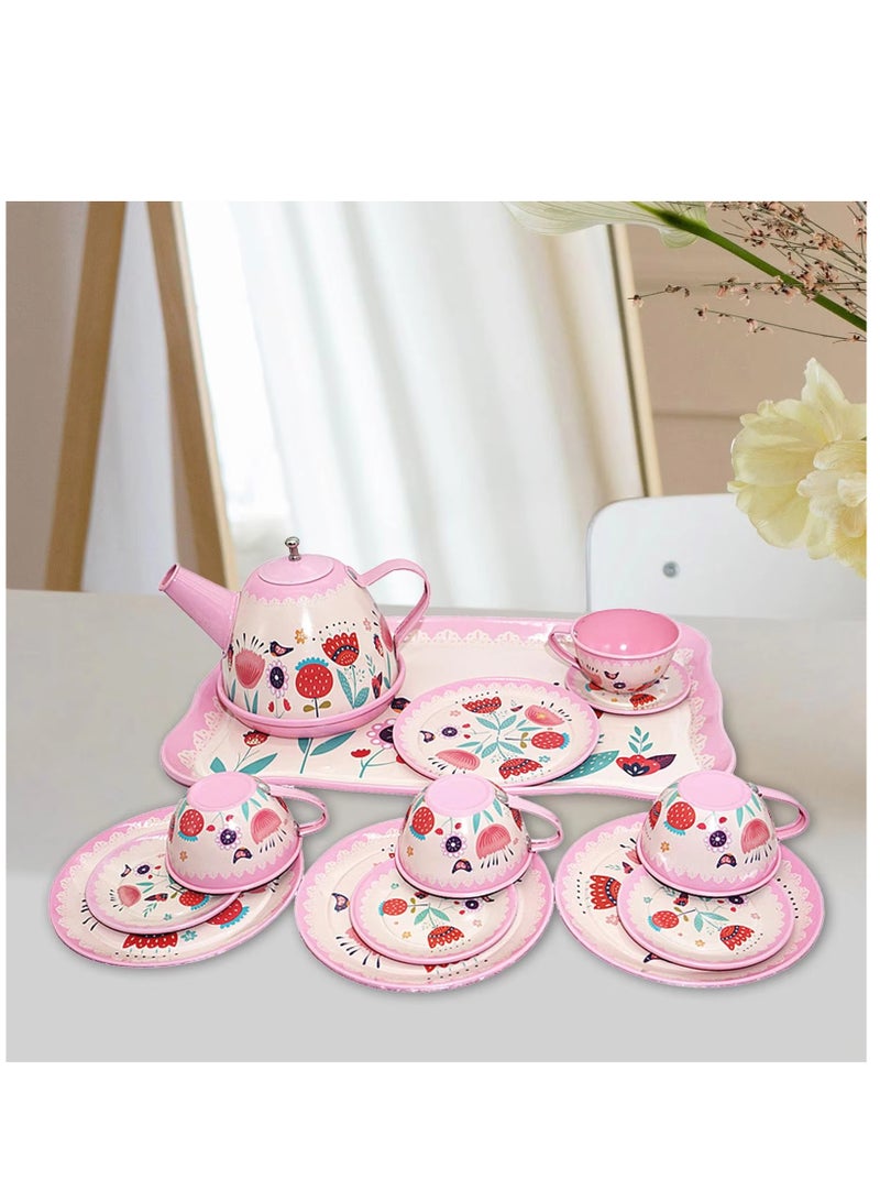 Rally Coffee and Tea Cup Set - 14 Pieces (Pink) Play Tableware Set for Kids - Kitchen and Pretend Play Activities - Image 2