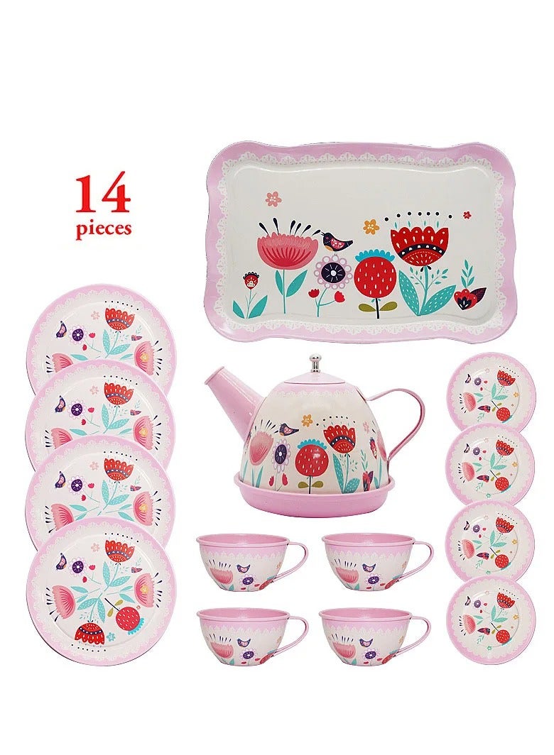 Rally Coffee and Tea Cup Set - 14 Pieces (Pink) Play Tableware Set for Kids - Kitchen and Pretend Play Activities - Image 3