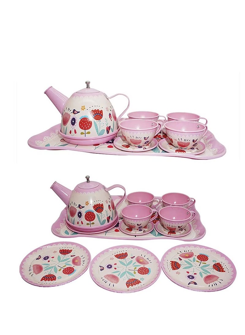 Rally Coffee and Tea Cup Set - 14 Pieces (Pink) Play Tableware Set for Kids - Kitchen and Pretend Play Activities - Image 4