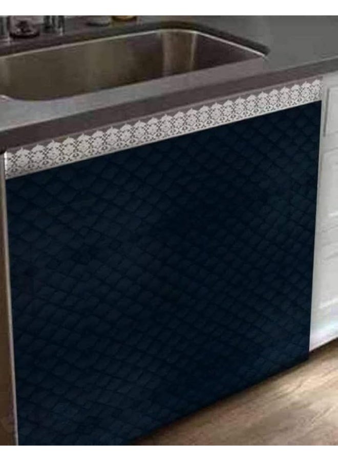 Navy Blue Under Sink Kitchen Curtain | Stylish Short Cabinet Curtain | Elegant & Practical Kitchen Decor