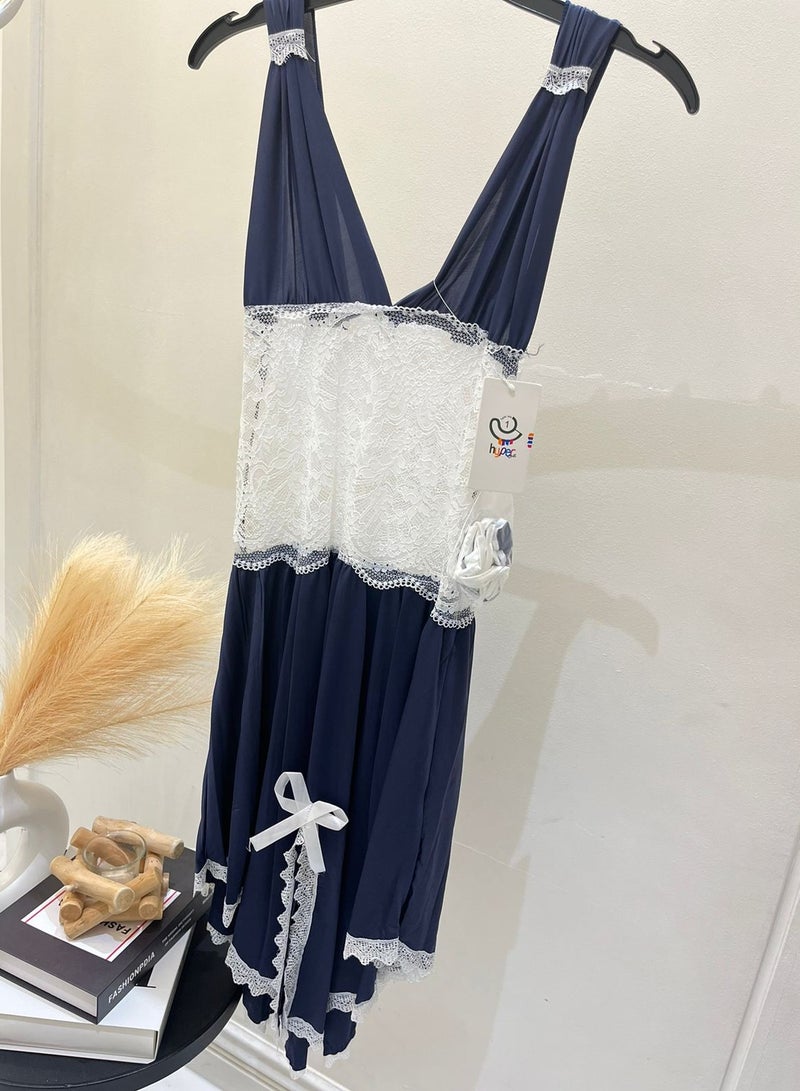 Hyper One Elegant Nightgown with Lace Details Blue - Image 1