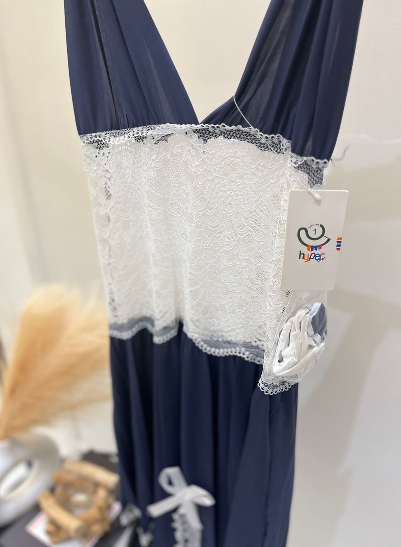Hyper One Elegant Nightgown with Lace Details Blue - Image 2