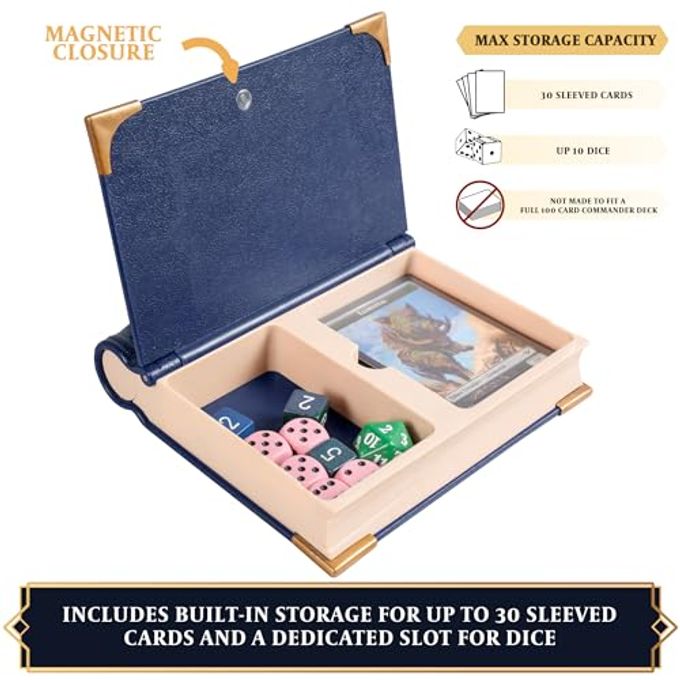 lynx MTG Commander EDH Command Zone/Tray for Magic The Gatheringwith Damage, Cast & Life Counters. Storage for Dice & Card Tokens Inside (This is Not A Commander Deck Box!) MTG Accessories Gift (Blue) - Image 3