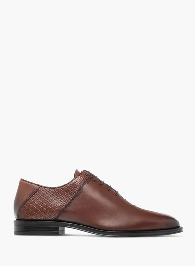 DUCHINI Mens Monogram Textured Lace-Up Oxford Shoes