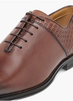 DUCHINI Mens Monogram Textured Lace-Up Oxford Shoes  - Image 4