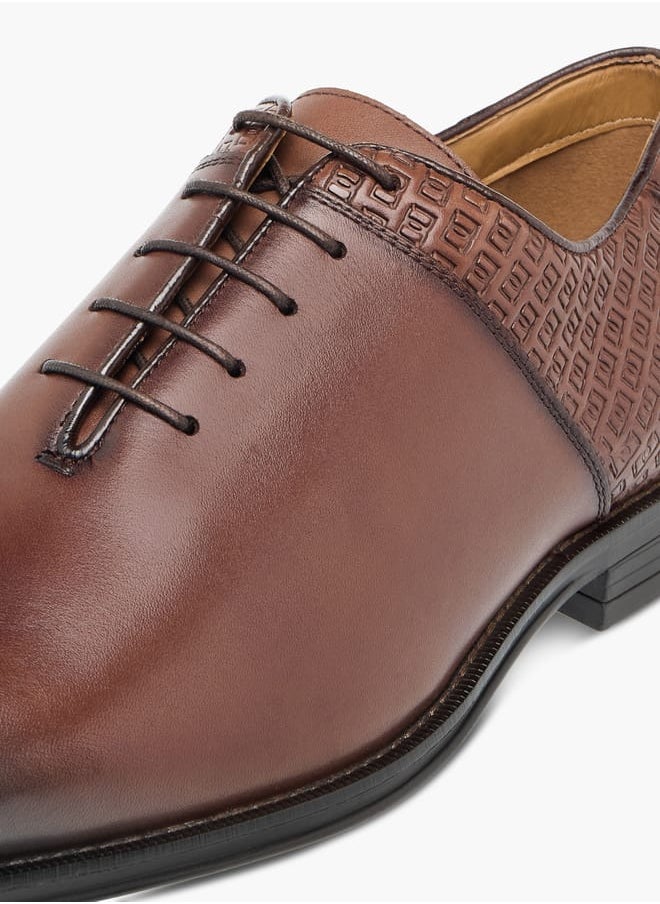 DUCHINI - Mens Monogram Textured Lace-Up Oxford Shoes - Image 1