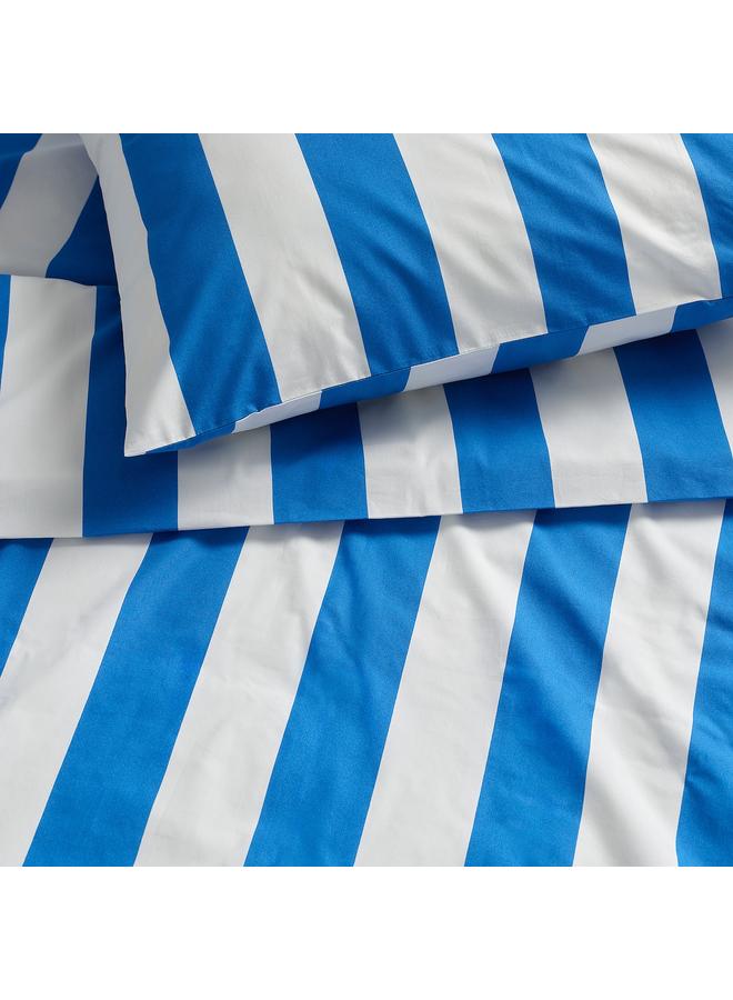 Zaboon Duvet cover and 2 pillowcases, blue/white/striped, 240x220/50x80 cm - Image 2