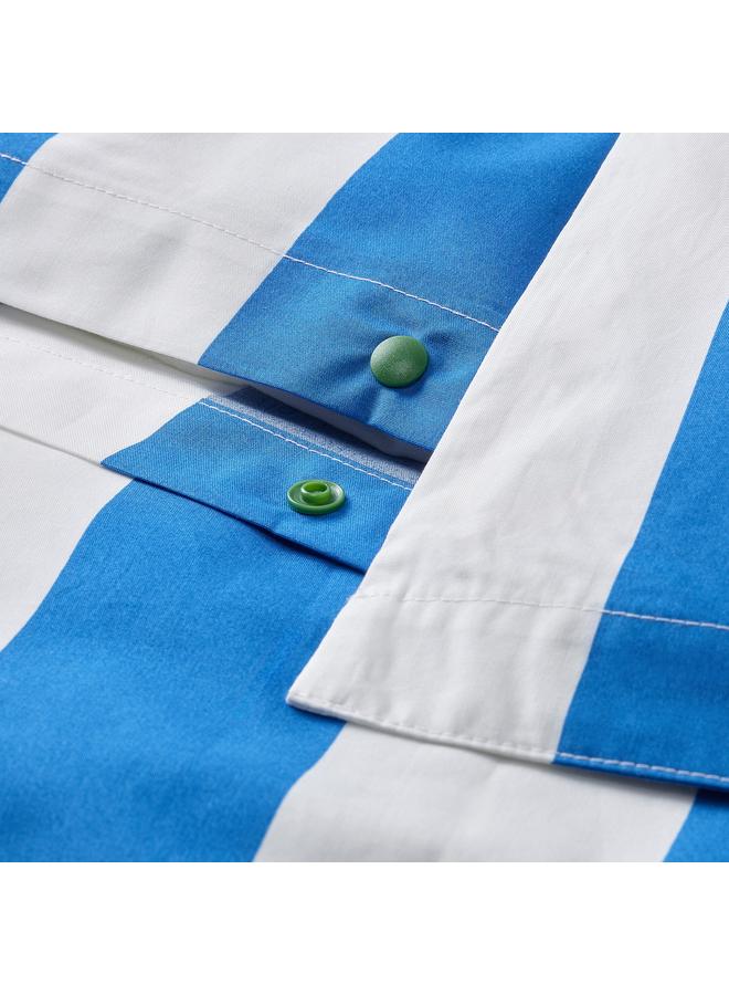 Zaboon Duvet cover and 2 pillowcases, blue/white/striped, 240x220/50x80 cm - Image 4