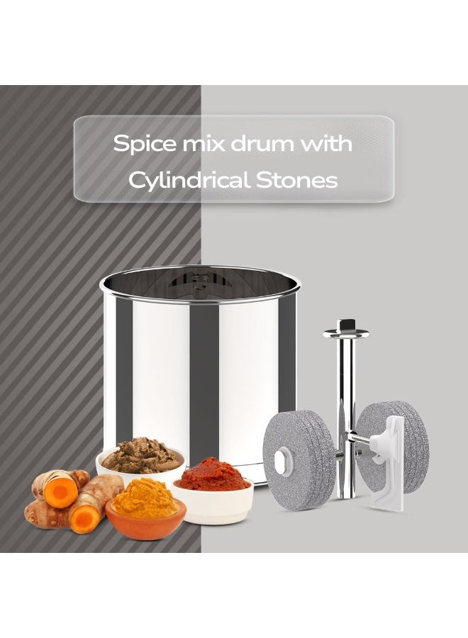 Ultra Bigg+ Wet Grinder Celebration Pack | 2.5L Multiutility Drum with Conical Stones | 1L Spice Mix Drum with Cylindrical Stone, Coconut Scraper, Atta Kneader & AISI 304 FoodGrade Stainless Steel - Image 3