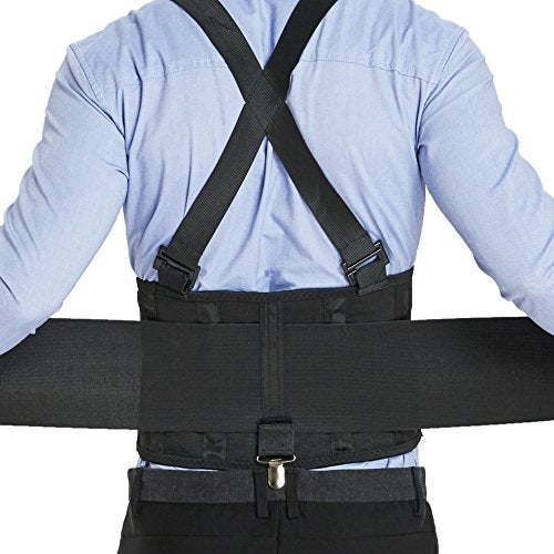 NeoTech Care Lumbar Brace with Removable Pants Clips & Detachable Suspenders - Back Support Belt - Adjustable, Light, Breathable - Shoulder Holsters - Work, Posture (Black, Size L) - Image 4
