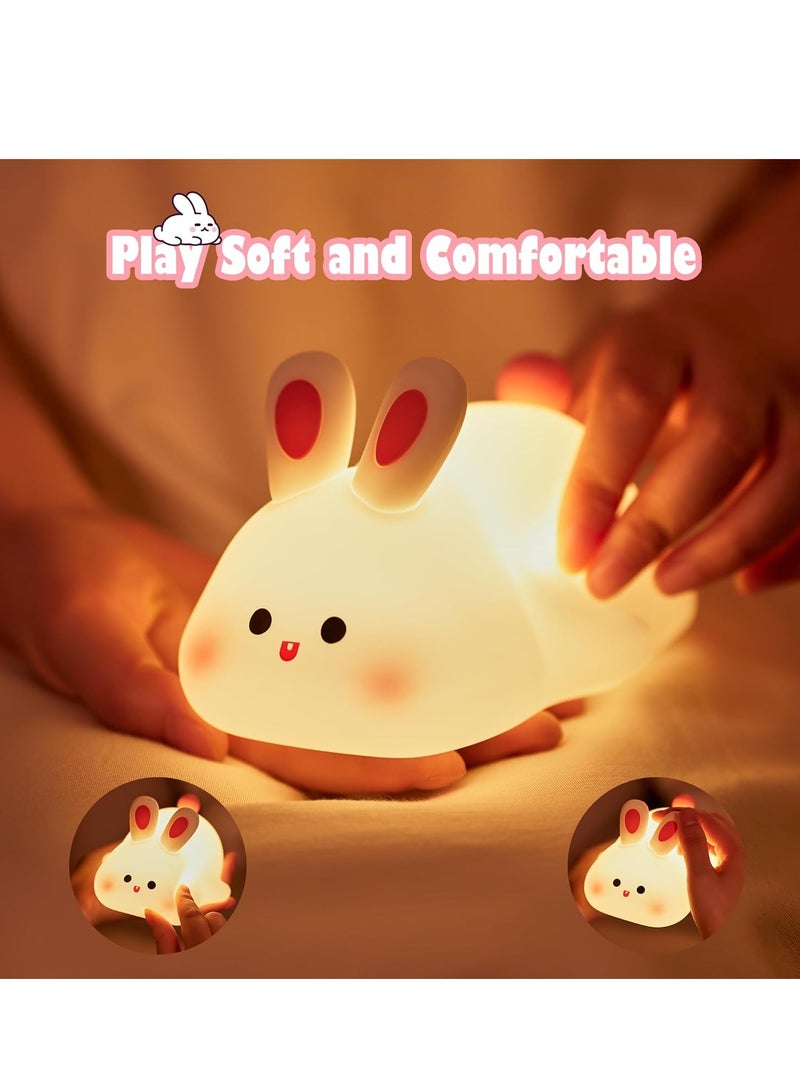 JAJEEK Cute Rabbit Night Light Large – Rechargeable Silicone LED Night Light for Kids, Kawaii Room Decor, Adorable Bunny Lamp, Perfect Gift for Girls, Children & Toddlers - Image 2