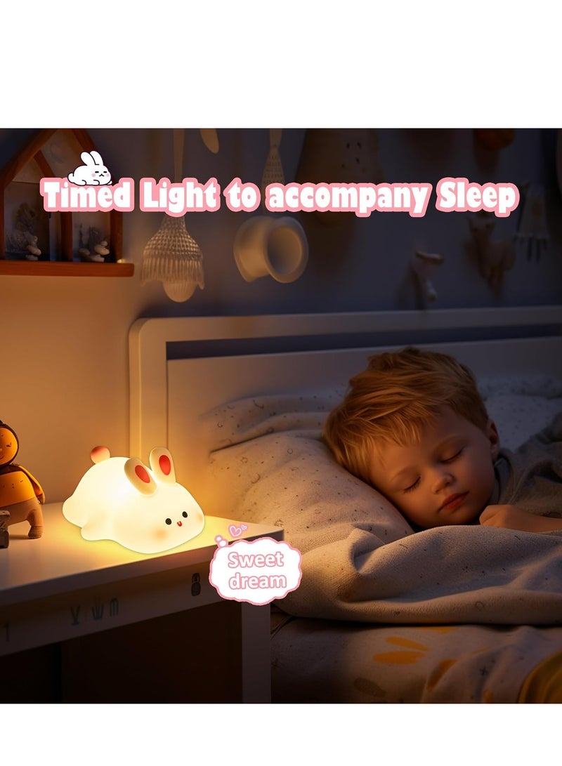JAJEEK Cute Rabbit Night Light Large – Rechargeable Silicone LED Night Light for Kids, Kawaii Room Decor, Adorable Bunny Lamp, Perfect Gift for Girls, Children & Toddlers - Image 3