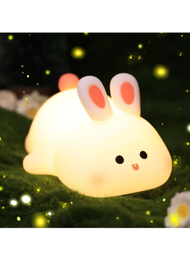 JAJEEK Cute Rabbit Night Light Large – Rechargeable Silicone LED Night Light for Kids, Kawaii Room Decor, Adorable Bunny Lamp, Perfect Gift for Girls, Children & Toddlers - Image 1