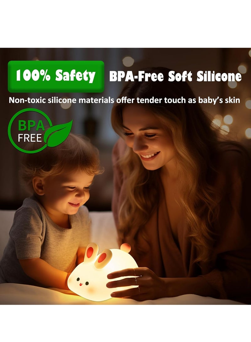 JAJEEK Cute Rabbit Night Light Large – Rechargeable Silicone LED Night Light for Kids, Kawaii Room Decor, Adorable Bunny Lamp, Perfect Gift for Girls, Children & Toddlers - Image 4