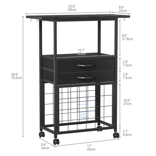 VENNQD Organizer and Storage Stand Compatible with Cricut Machines,Rolling Storage Cart/Shelf with 24 Vinyl Roll Holders，2 Fabric Drawer,Accessories Holder,Tool Hook for Craft Room Home (Black) - Image 3