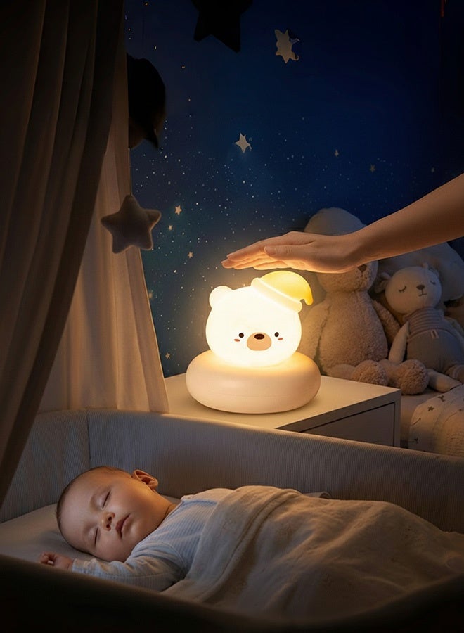 Baby Night Light with Touch Control, 3 Brightness Levels, 800mAh Rechargeable, Soft Nursery Lamp for Feeding - Image 1