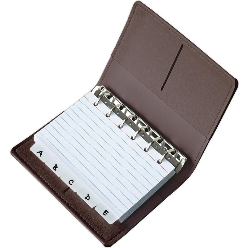 Olivo 3x5 Lined Index Cards with Ring Binder Holder and Dividers, 100 Note Cards, Brown - Image 1