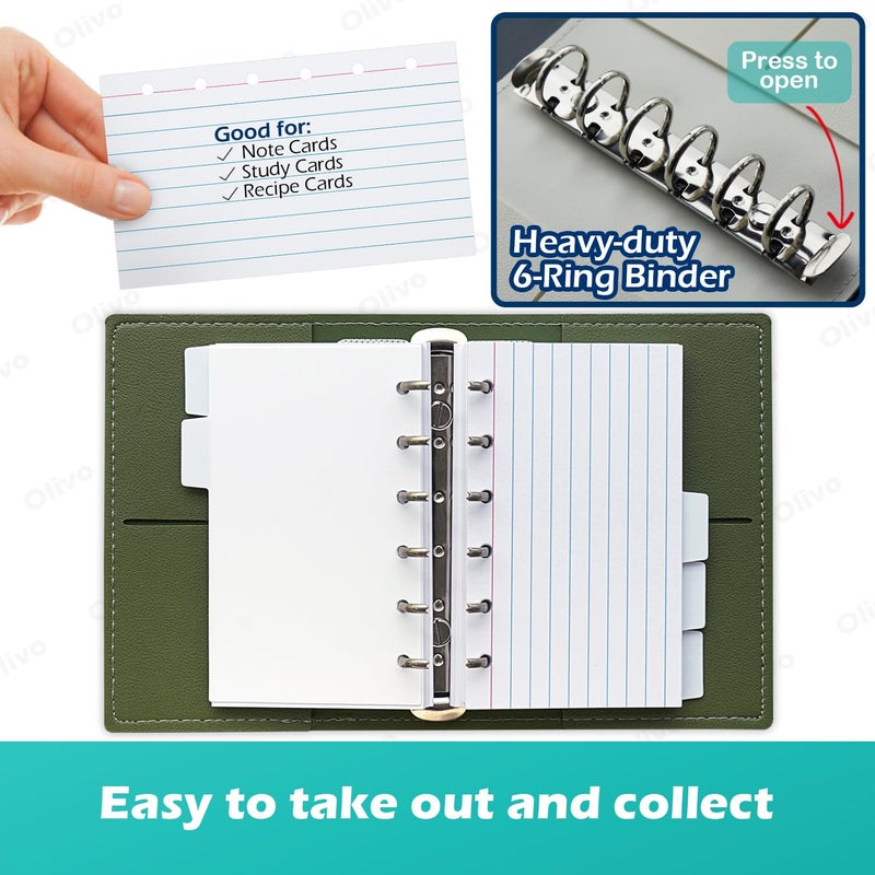 Olivo 3x5 Lined Index Cards with Ring Binder Holder and Dividers, 100 Note Cards, Brown - Image 4
