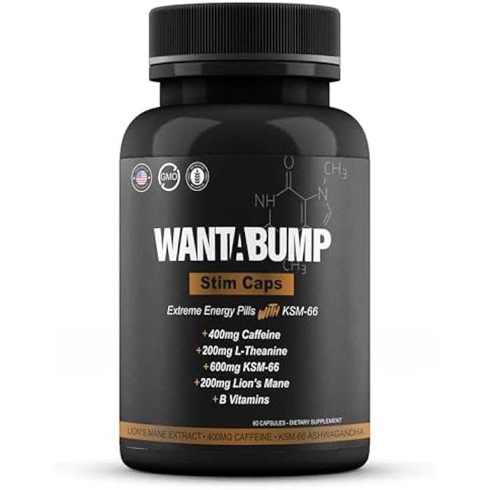 Want A Bump أريد دفعة [أصلي] حبوب الطاقة القصوى | 400 ملغ من الكافيين | فيتامينات ب | 600 ملغ أشواغاندا | 200 ملغ من فطر الأسد | 200 ملغ من L-ثيانين | يساعد في تعزيز التركيز والطاقة والمزاج | صنع في الولايات المتحدة - Image 1