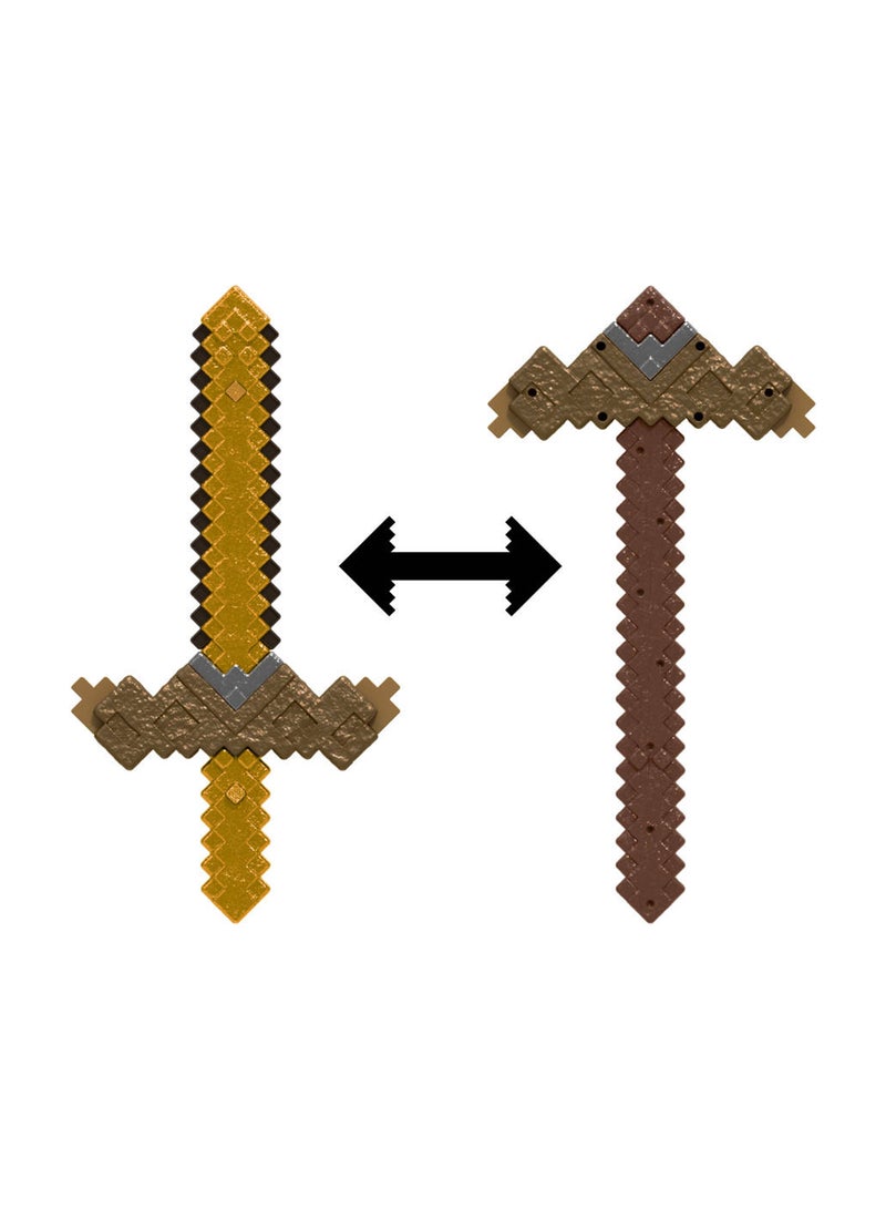 MINECRAFT Click & Switch Sword & Pick-Axe, Transforming Kid-Sized 2-in-1 Toy for Role-Play & Costumes - Image 1