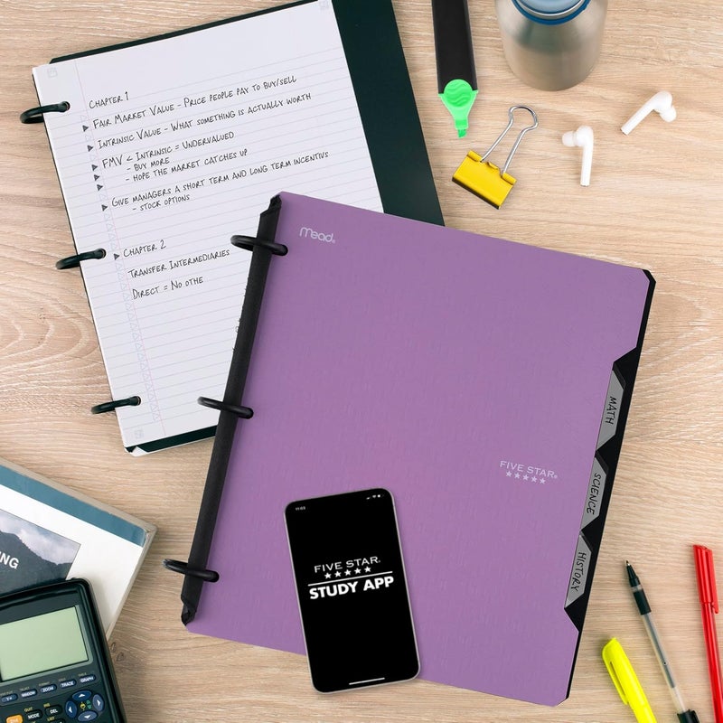 فايف ستار Flex Hybrid Notebinder، 2.5 سم مجلد، دفتر ملاحظات ومجلد كلها في واحد، بنفسجي (29328Ab6) - Image 3