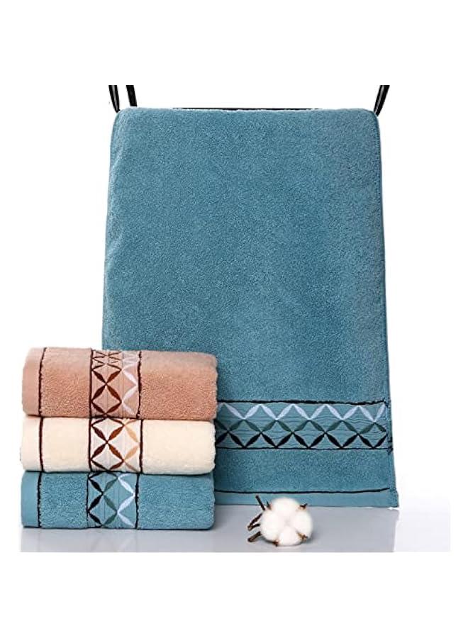 ميكسد 3 قطع فاخرة 100٪ منشفة القطن مجموعة للفنادق u0026 منتجعات صحية - ناعمة، عالية امتصاص مناشف وجه اليد (رمادي / أبيض / أزرق، 34 × 74 سم) - - Image 1