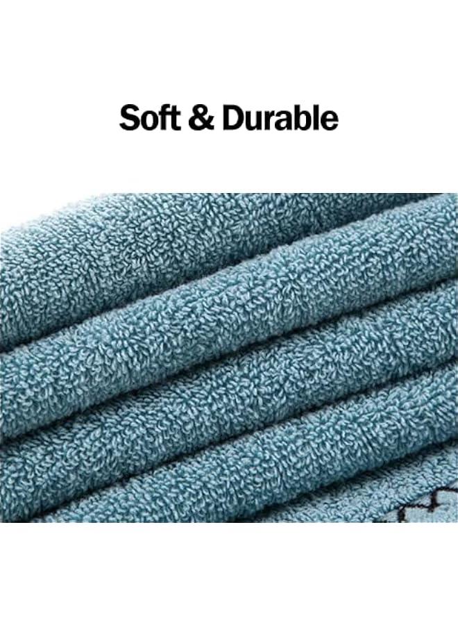 ميكسد 3 قطع فاخرة 100٪ منشفة القطن مجموعة للفنادق u0026 منتجعات صحية - ناعمة، عالية امتصاص مناشف وجه اليد (رمادي / أبيض / أزرق، 34 × 74 سم) - - Image 3