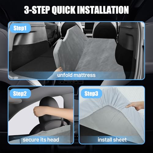 HOMEYA Memory Foam Mattress for Tesla Model Y - 2.4" High-Density, Soft Car Camping Bed, Foldable with Washable Sheet & Storage Bag, 74" x 41" Sleeping Mat for Tesla Model Y Accessories, Fits Frunk & Trunk - Image 4