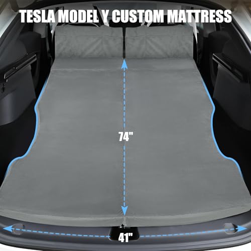 HOMEYA Memory Foam Mattress for Tesla Model Y - 2.4" High-Density, Soft Car Camping Bed, Foldable with Washable Sheet & Storage Bag, 74" x 41" Sleeping Mat for Tesla Model Y Accessories, Fits Frunk & Trunk - Image 2