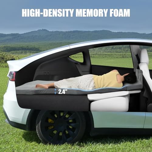 HOMEYA Memory Foam Mattress for Tesla Model Y - 2.4" High-Density, Soft Car Camping Bed, Foldable with Washable Sheet & Storage Bag, 74" x 41" Sleeping Mat for Tesla Model Y Accessories, Fits Frunk & Trunk - Image 3