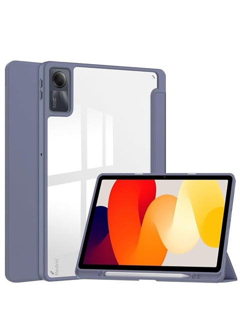 2023 Released Redmi Pad SE 11" Case, Clear Back Transparent with Pen Holder, Redmi Pad se Cover, Tablet Case with Auto Sleep Function, Trifold Stand, Shockproof, Lightweight (Redmi Pad SE, Lavnder)