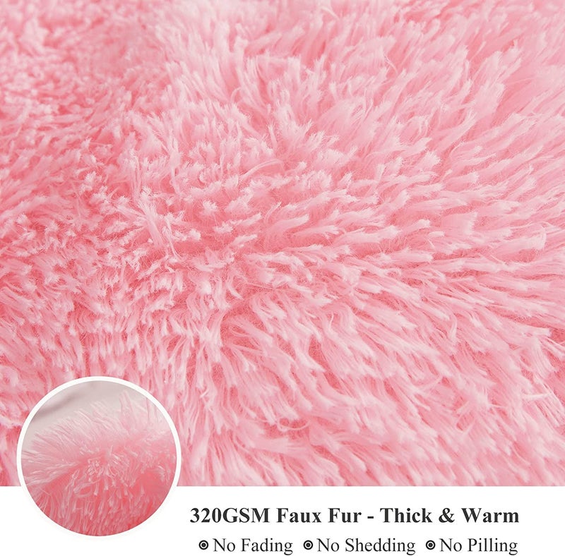 Cottonfry Ultra Soft Velvet Body Pillow Cover with Hidden Zipper, Light Pink Fur, 20x54 Inch - Image 3
