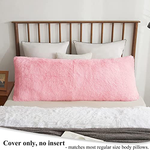 Cottonfry Ultra Soft Velvet Body Pillow Cover with Hidden Zipper, Light Pink Fur, 20x54 Inch - Image 2