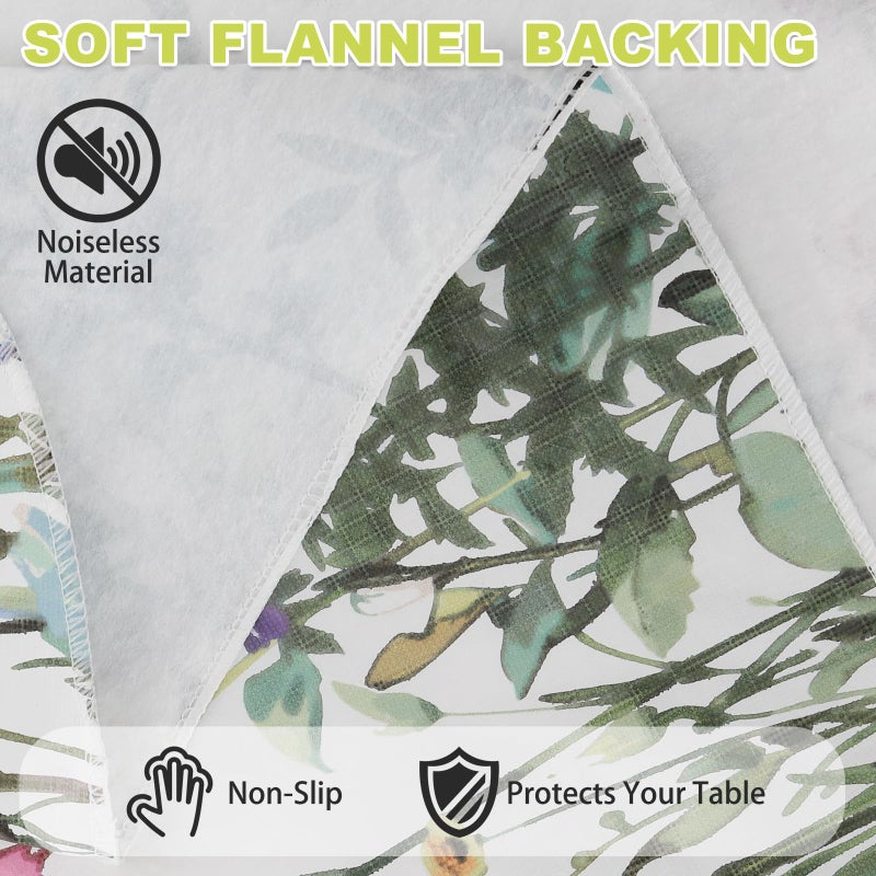 OUTCREATOR Spring Table Cloth Rectangle, Floral Waterproof Vinyl Tablecloth with Flannel Backing, Wipeable Plastic Table Cover for Kitchen Dinner Party Decor(Spring Floral,52"x70") - Image 5
