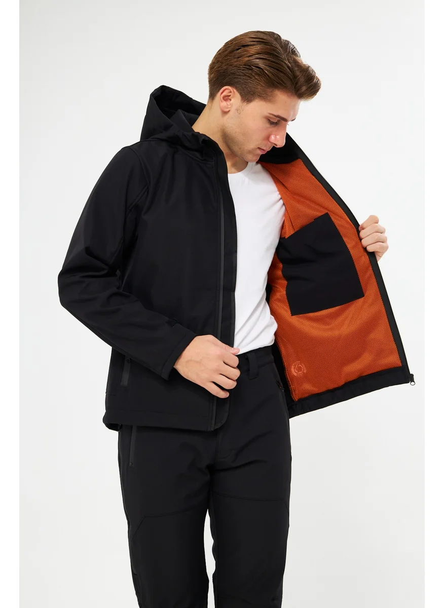 Softshell Orange Safety Black Coat Jacket