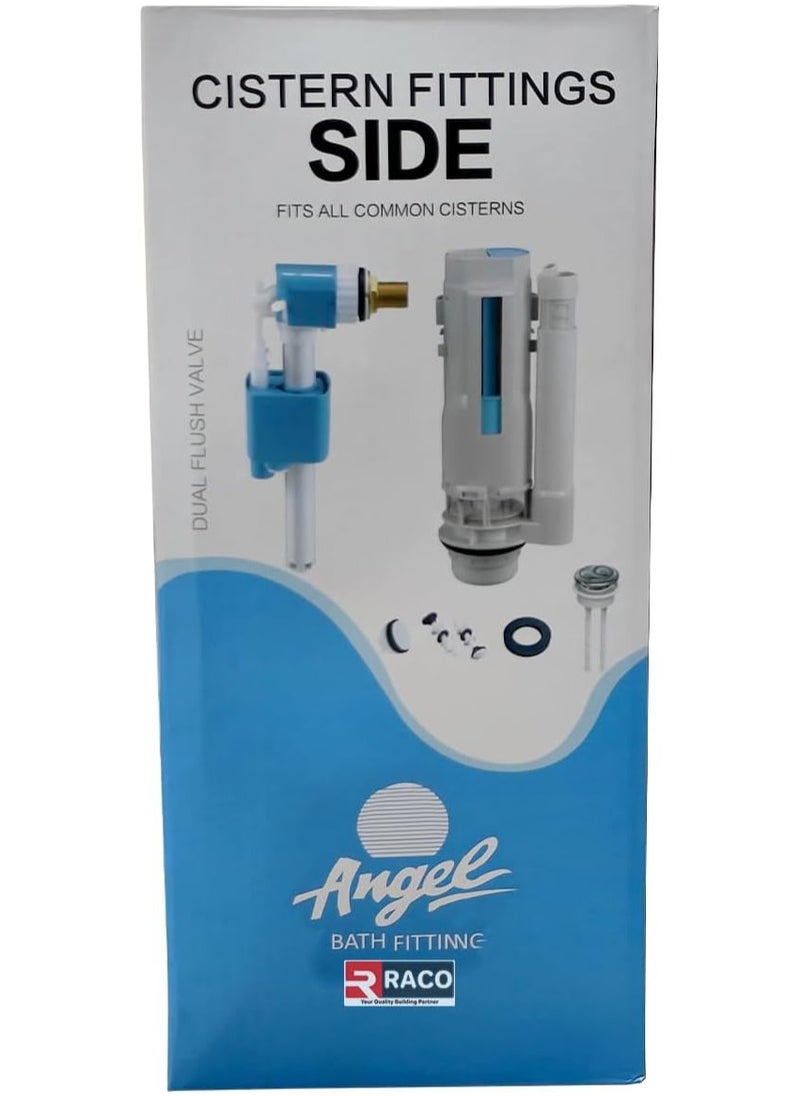 RACO RACO Angel Cistern Fittings Universal Toilet Tank Repair Kit | Durable Fill Valve, Flush Valve, and Accessories| Efficient Water Flow and Leak Prevention ½ Inch (Side (CFSH2000))  - Image 1