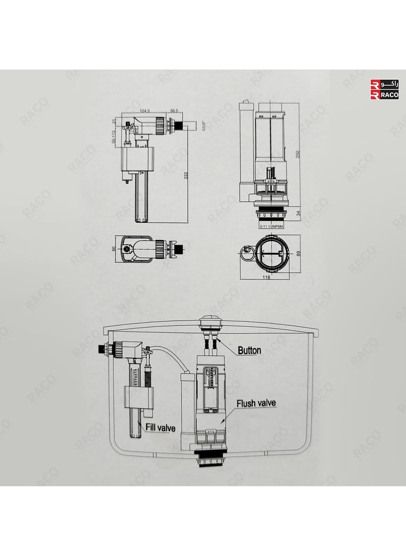 RACO RACO Angel Cistern Fittings Universal Toilet Tank Repair Kit | Durable Fill Valve, Flush Valve, and Accessories| Efficient Water Flow and Leak Prevention ½ Inch (Side (CFSH2000))  - Image 4