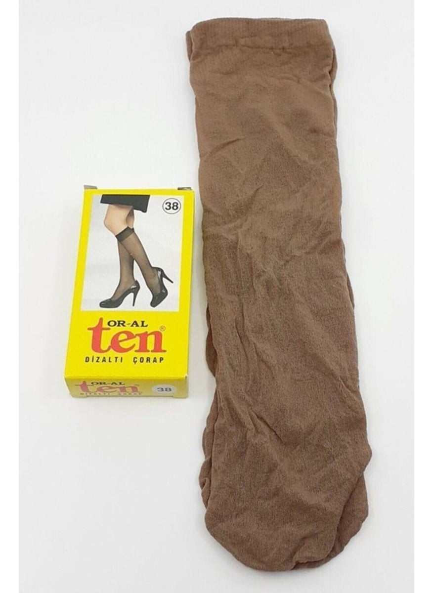 Oral - 3 Pieces Bronze Color Micro 40 Knee High Socks - Image 1