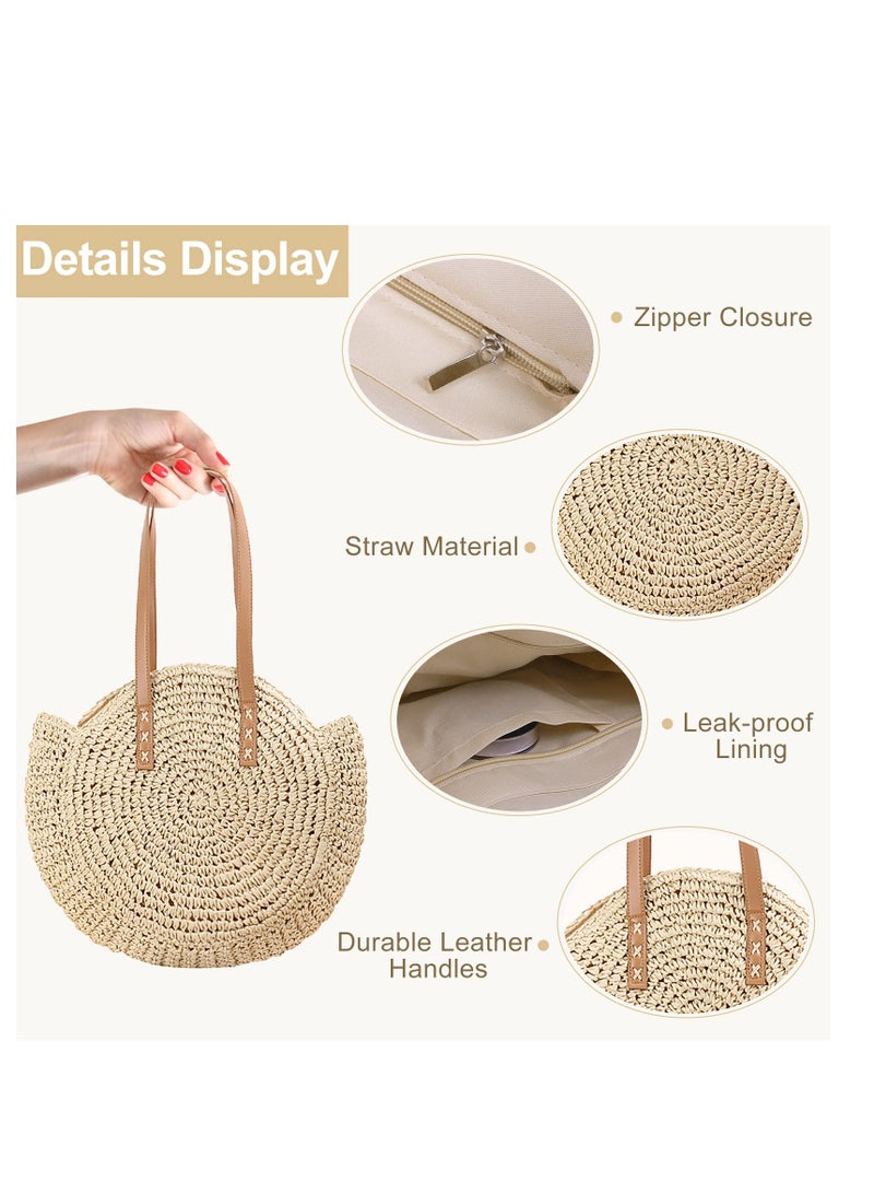 SYOSI Straw Shoulder Bag For Women, Large Straw Bags Weave Handmade Handle Tote Bag Summer Beach Straw Handbags Bohemian Crossbody Bag - Image 2