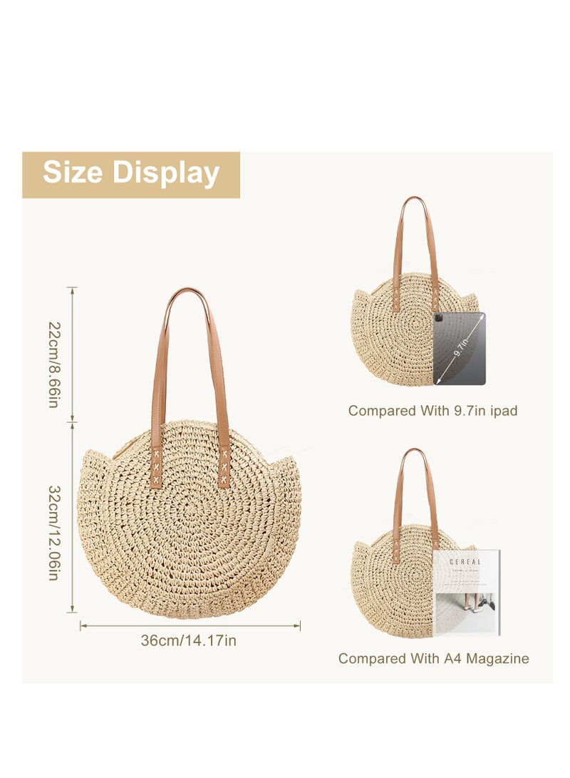 SYOSI Straw Shoulder Bag For Women, Large Straw Bags Weave Handmade Handle Tote Bag Summer Beach Straw Handbags Bohemian Crossbody Bag - Image 5