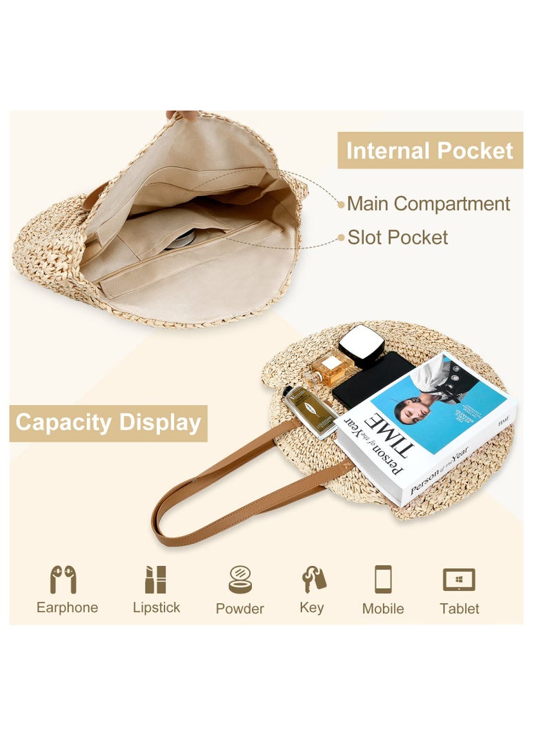 SYOSI Straw Shoulder Bag For Women, Large Straw Bags Weave Handmade Handle Tote Bag Summer Beach Straw Handbags Bohemian Crossbody Bag - Image 4