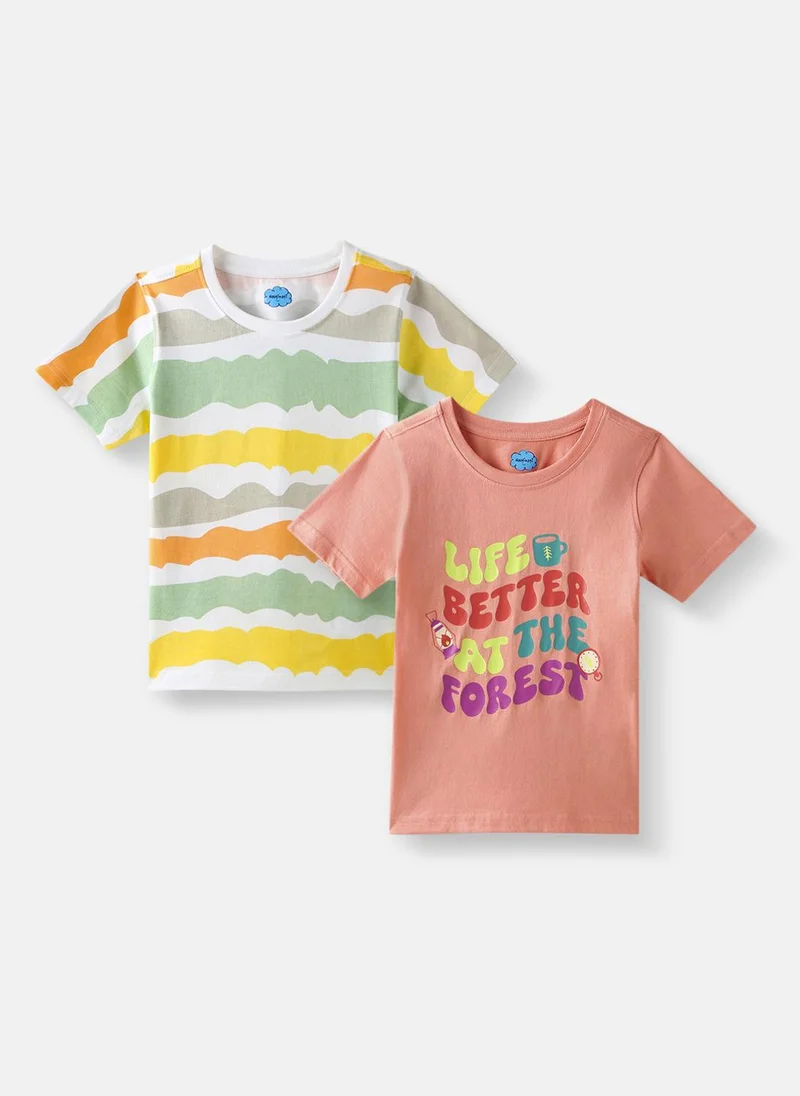 نوتيناتي Nautinati Boys Cotton Printed Pack of 2 T-shirt