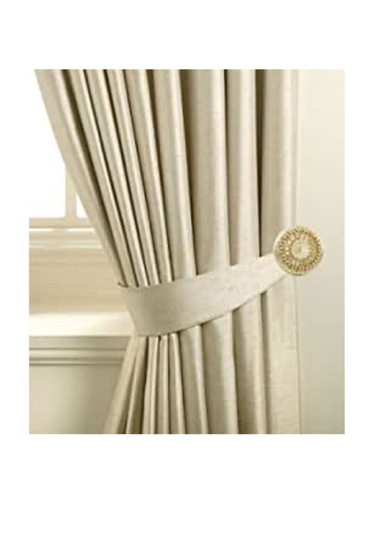 IDT 1 Pair Curtain Holdbacks Window Tie Backs Holders For Bedroom Wall Office Decor Home Sheer Blackout Drapes Blind Curtains Decorations Accessories Buckle Hooks Light Golden Colour - Image 1