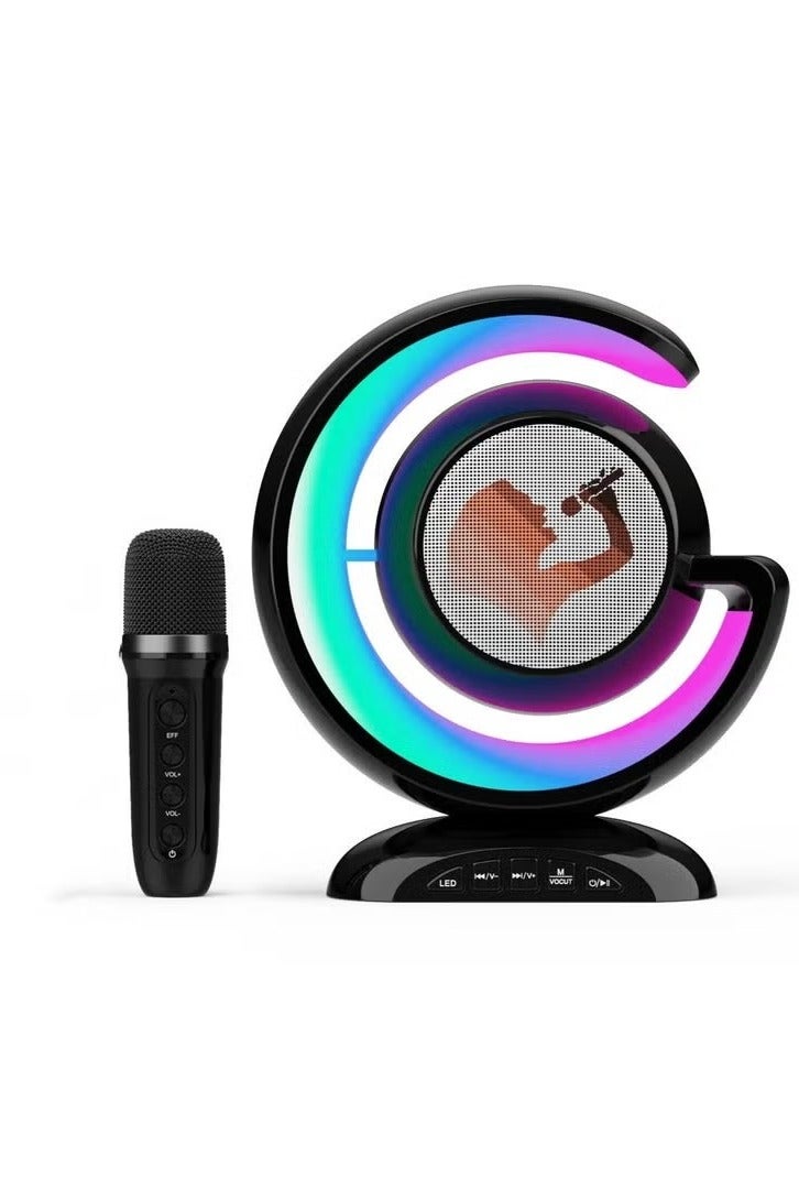 Wireless Microphones Portable Bluetooth Speaker with Bass Treble Adjustment Remote Control and LED Lights Supports - Image 2