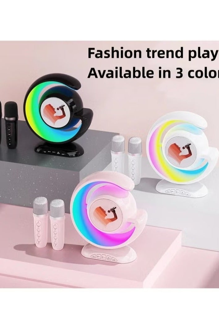 Wireless Microphones Portable Bluetooth Speaker with Bass Treble Adjustment Remote Control and LED Lights Supports - Image 3