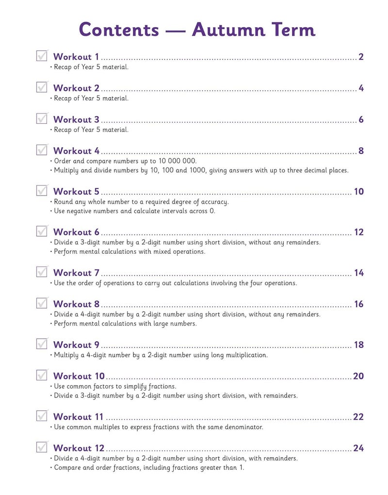 Ks2 Year 6 Maths 10Minute Weekly Workouts Arithmetic By CGP Books - CGP Books Paperback - Image 4